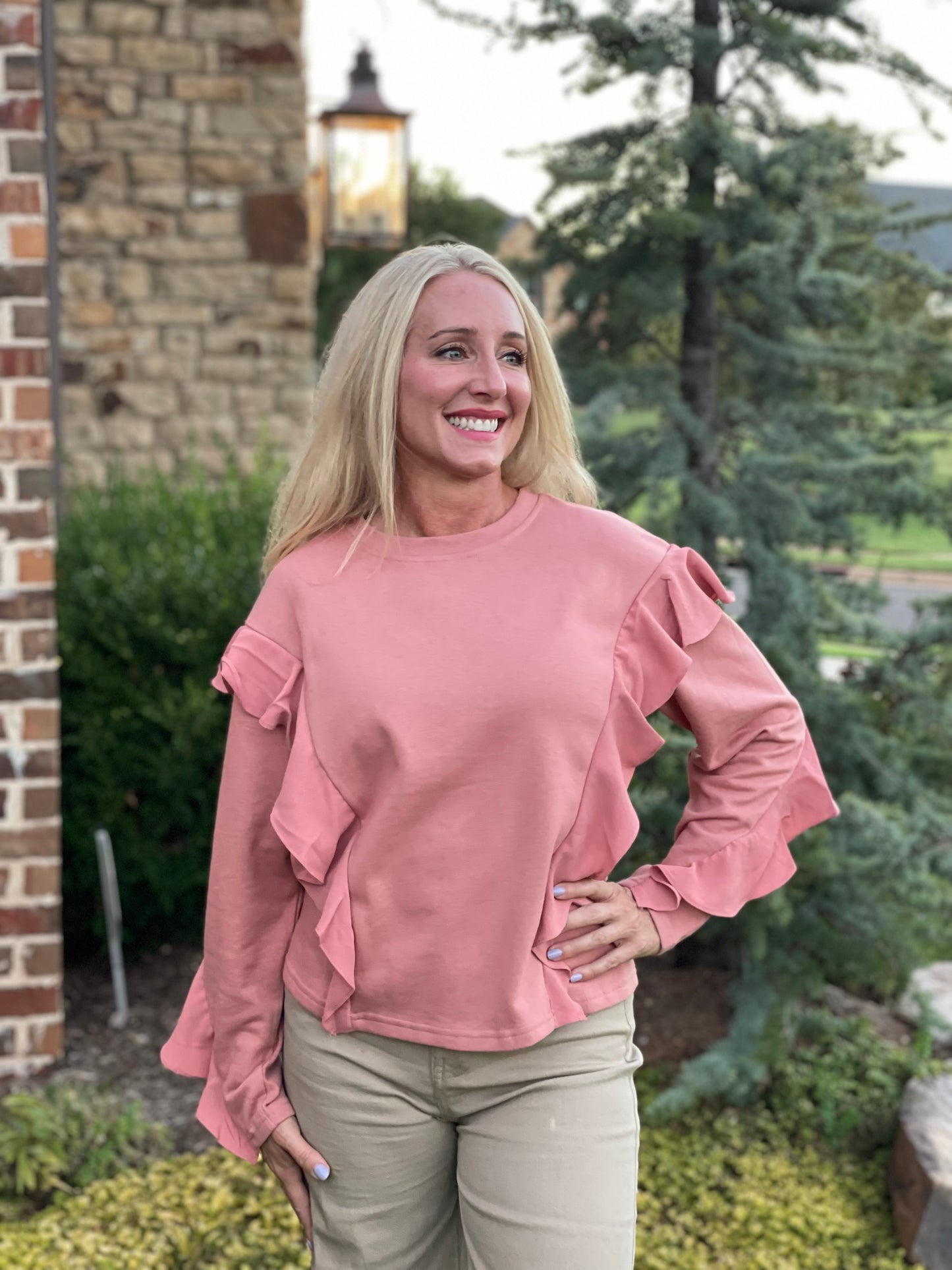 Ruffle Sleeve Sweatshirt