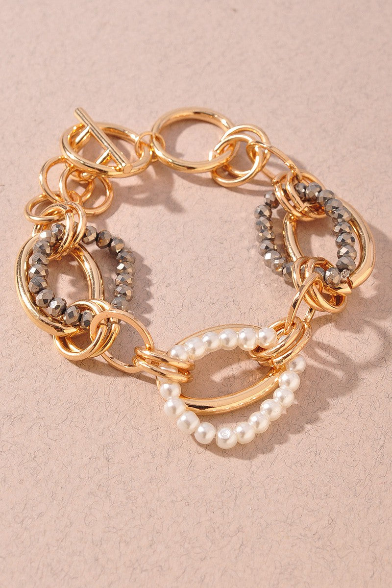 Pearl Link Oval Bracelet
