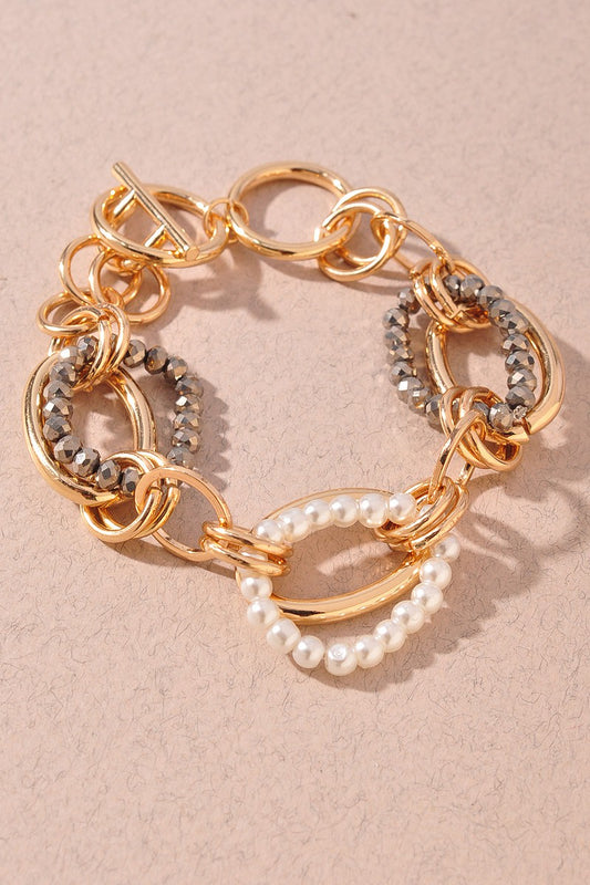 Pearl Link Oval Bracelet