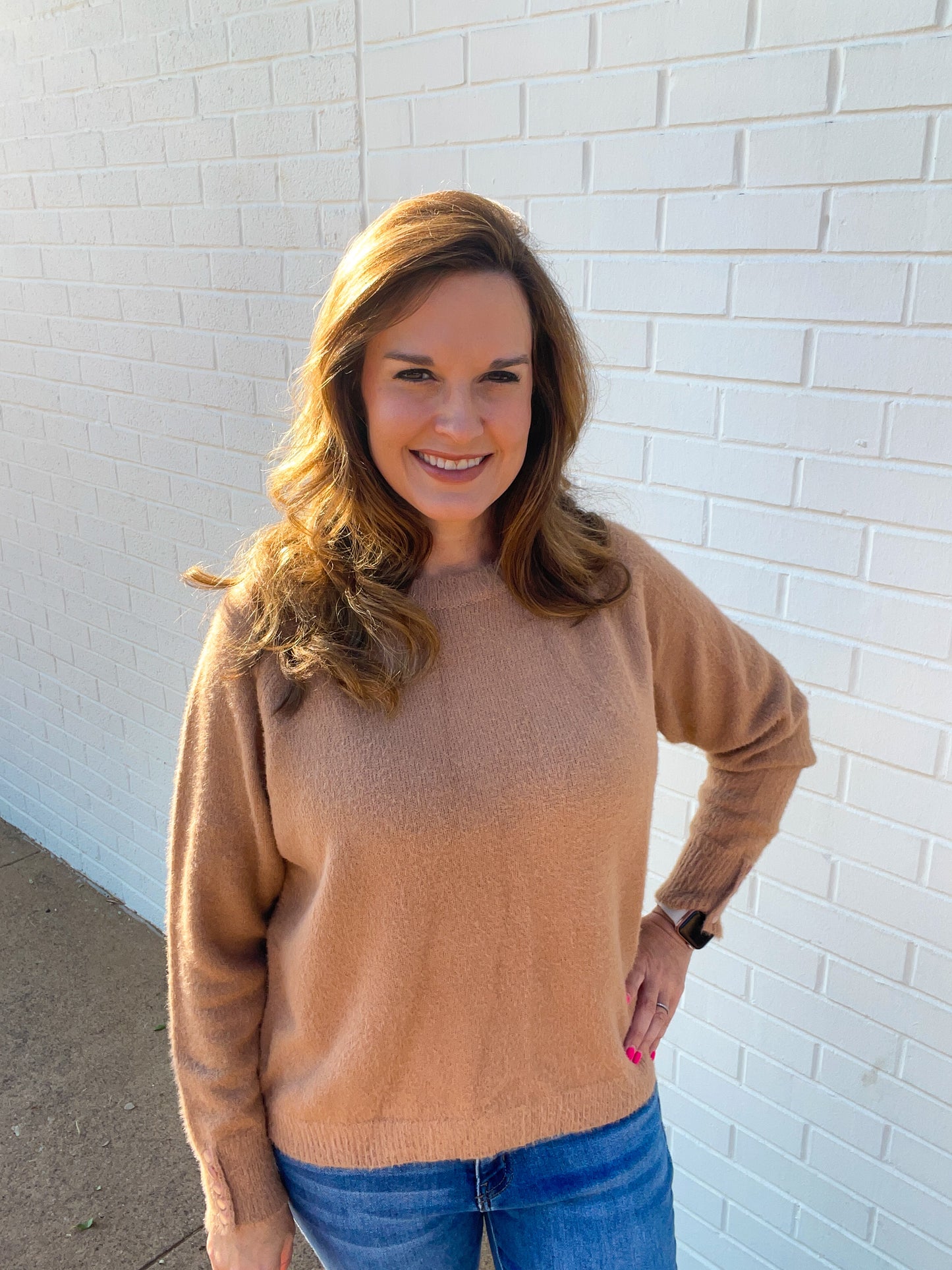 Brown button sweater