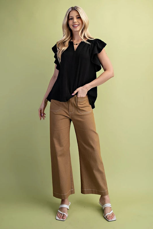 Black Whisper Ruffle Blouse