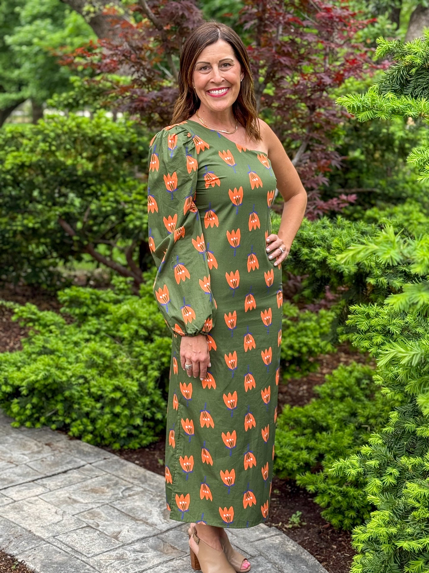 Garden Muse One-Shoulder Dress