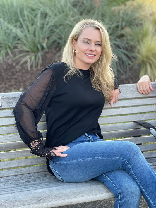 Black lace sleeve top