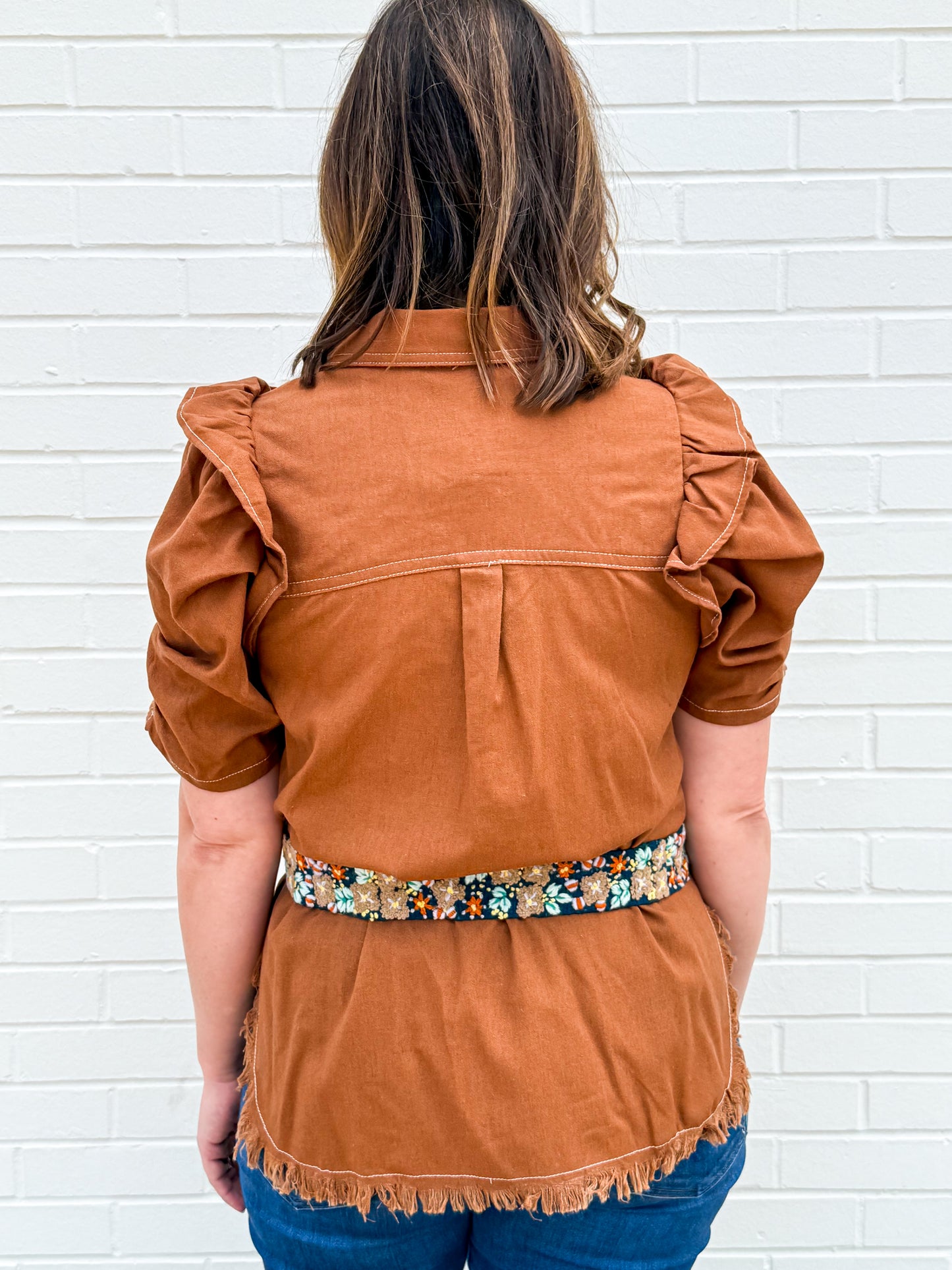 Copper Ruffle Top