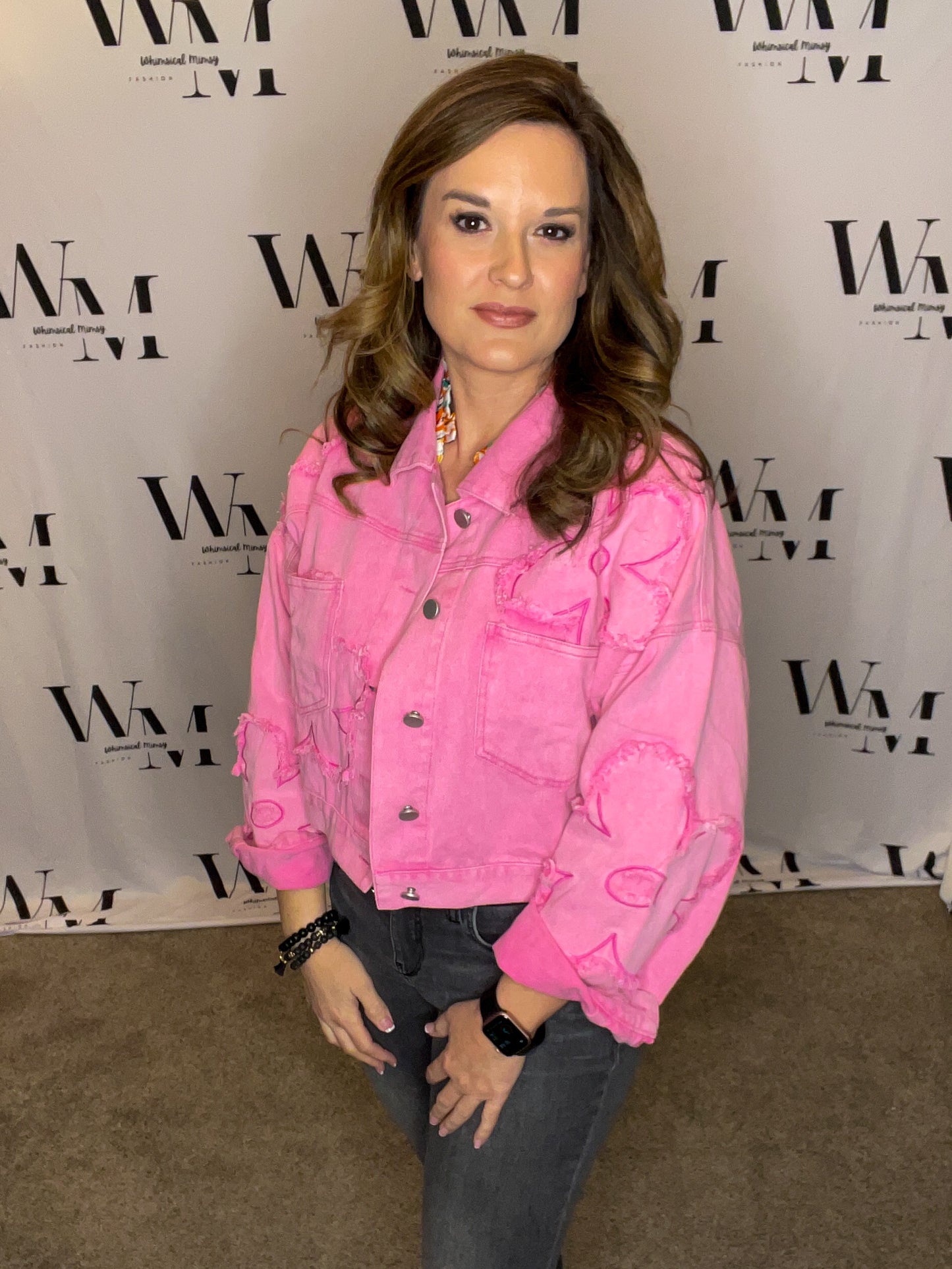 Distressed Flower Denim Jacket