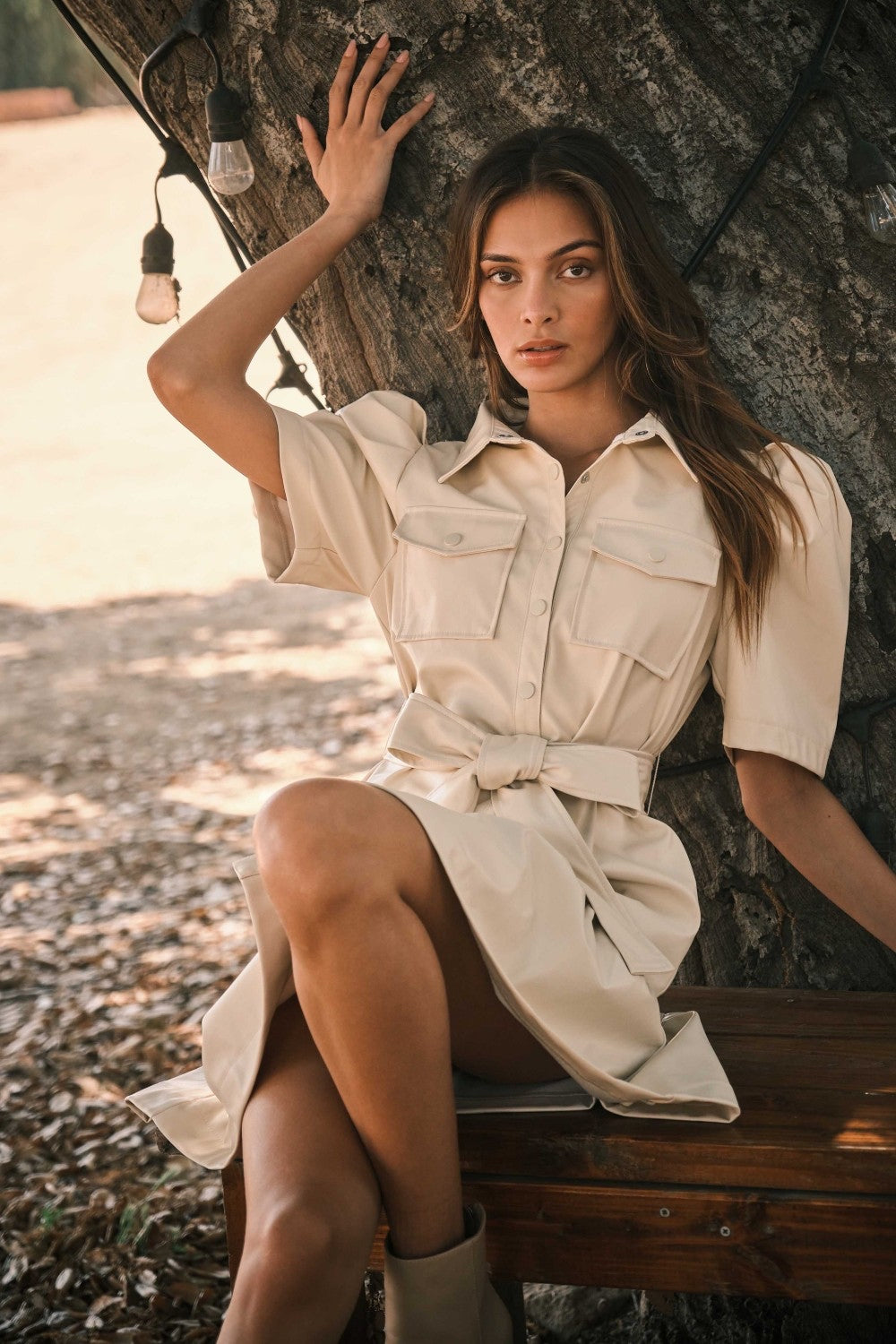 Faux Leather Tiered Dress