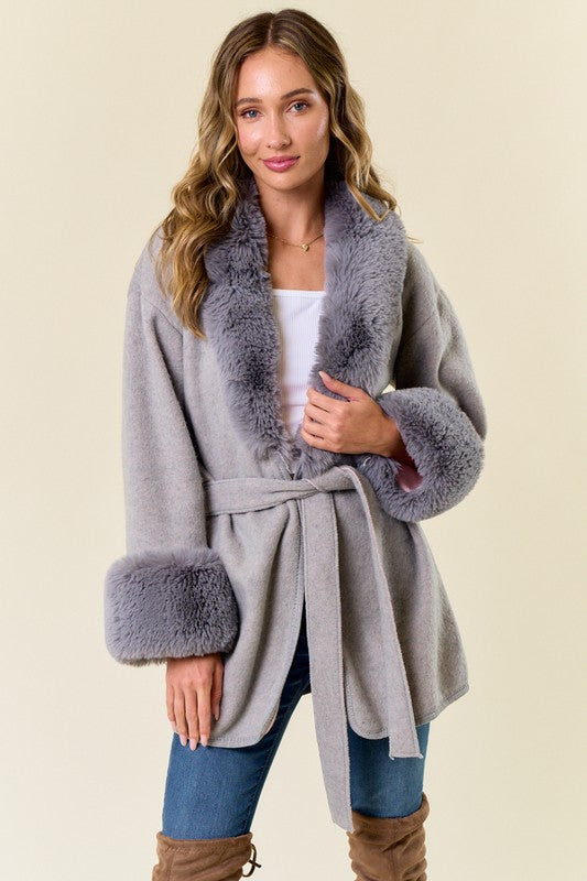 Faux Fur Trimmed Jacket