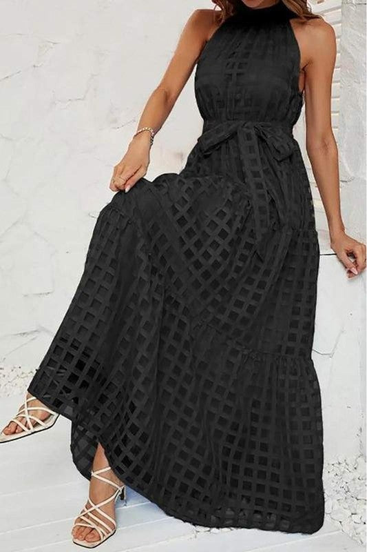 Black Sunset Halter Maxi Dress