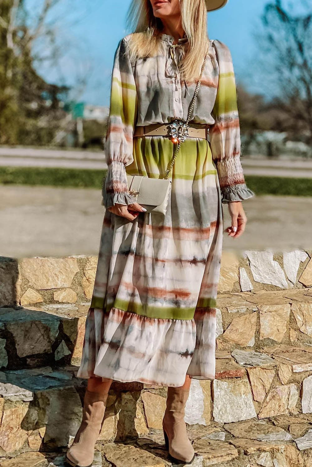 Tie-Dye Midi Shirt Dress