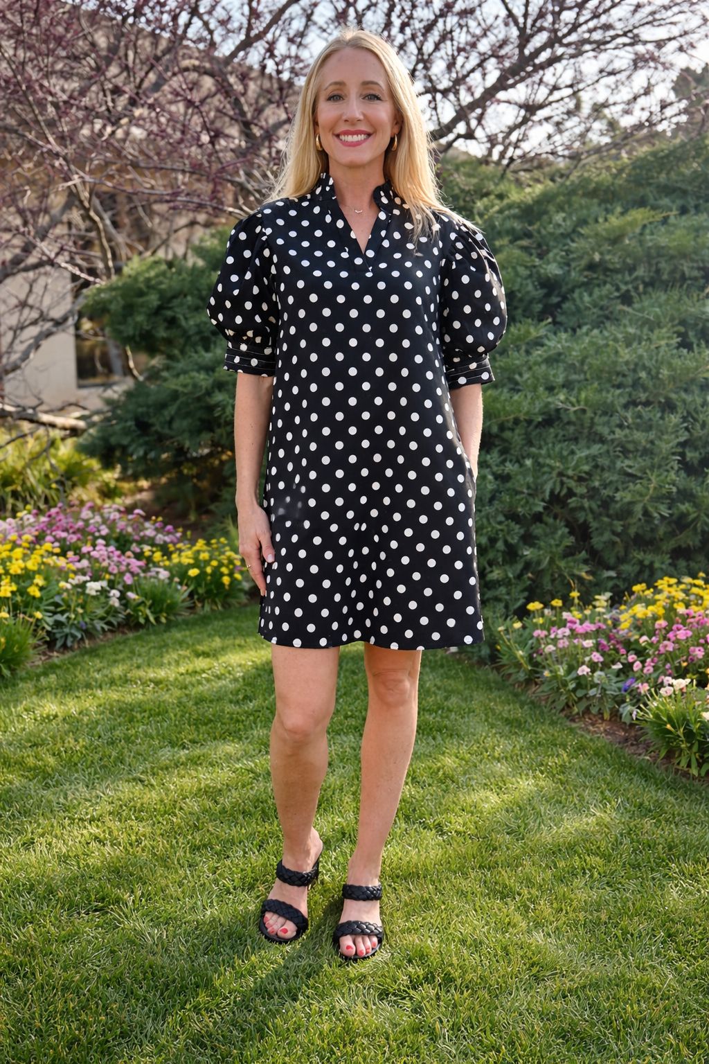 Chic Puff Polka Dot Dress