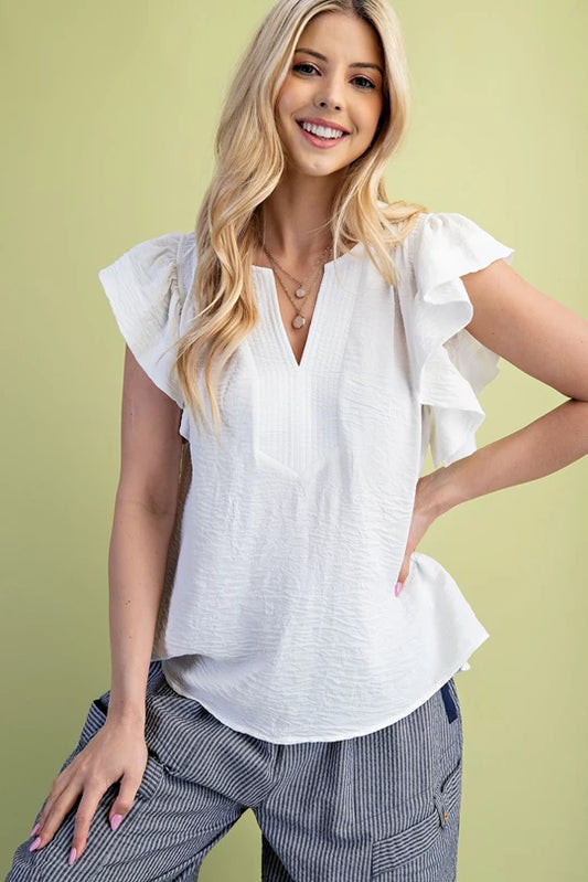 Ivory Whisper Ruffle Blouse