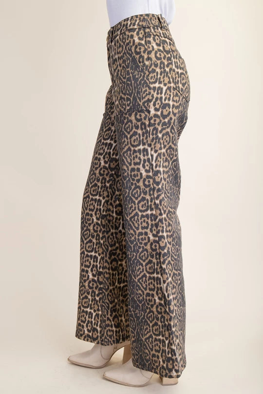 Cheetah Chic Wide Leg Jeans