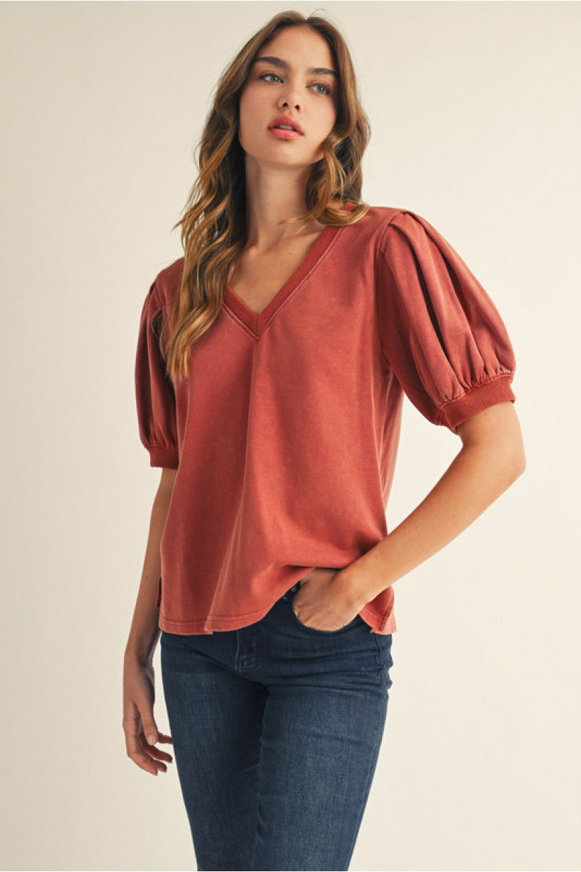 Puff Sleeve Toffee Top