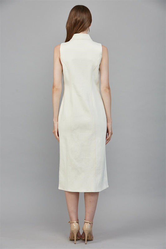 Sand Denim Midi Dress