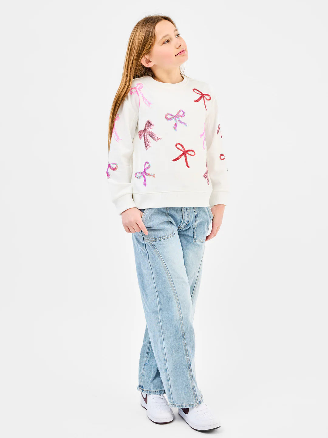 Girl’s Sugarplum Bow Sweatshirt