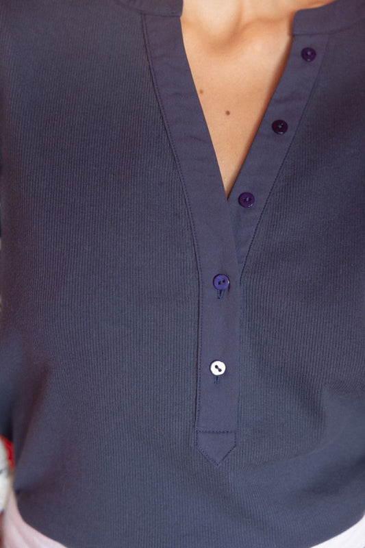 Navy Diamond Knit Top