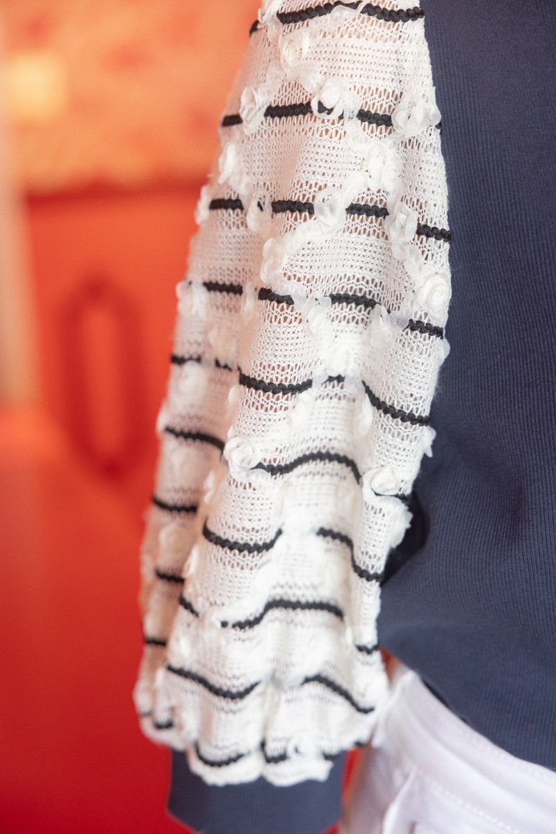 Navy Diamond Knit Top