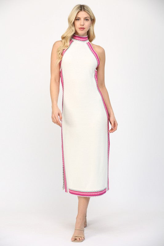 Sleeveless Halter Sweater Dress