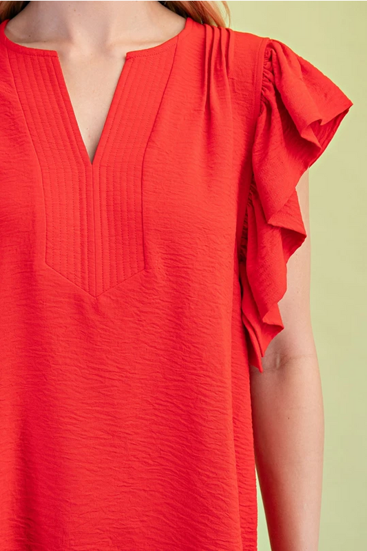 Red Whisper Ruffle Blouse