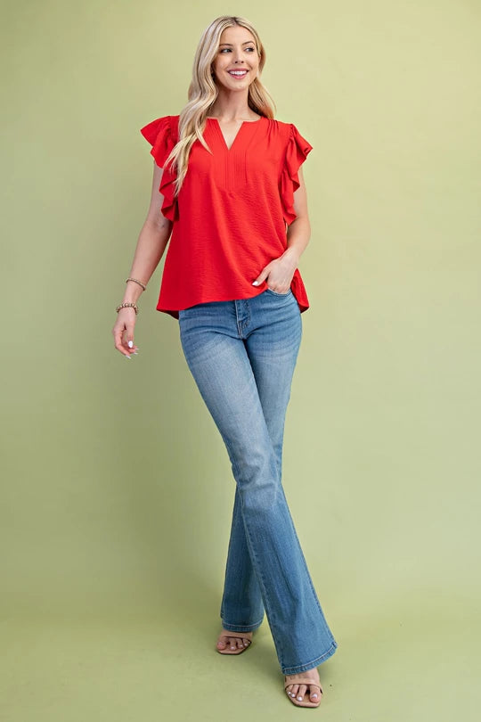 Red Whisper Ruffle Blouse