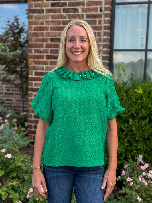 Green Pearled Whisper Top