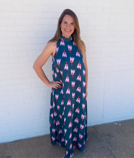 Satin Halter Maxi Dress