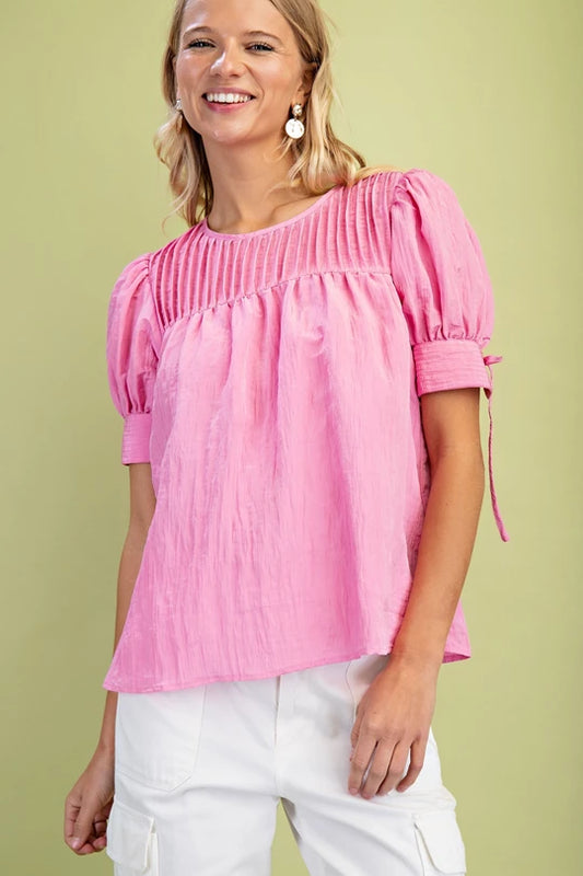 Pink Crinkle Top