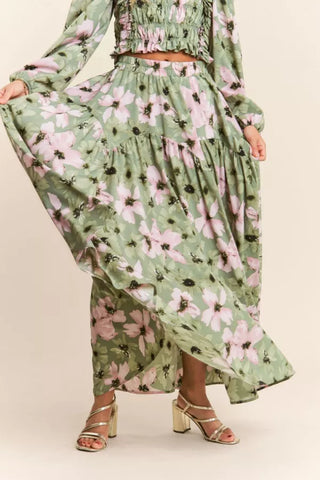 Garden Whisper Tiered Maxi Skirt