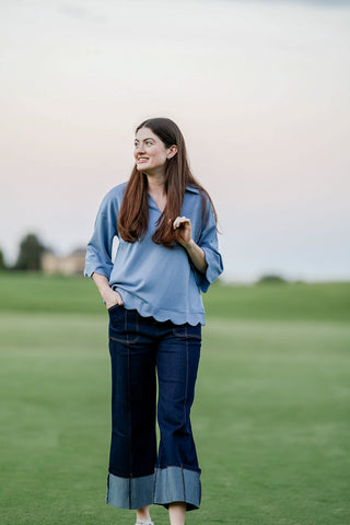 Blue Skylark Scallop Top