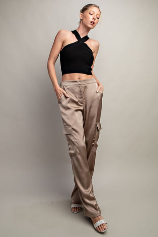 Satin Cargo Pants