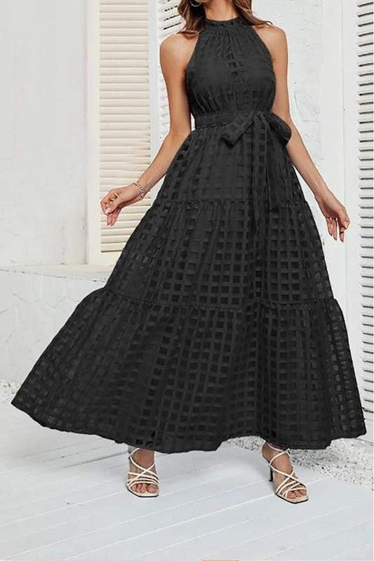 Black Sunset Halter Maxi Dress