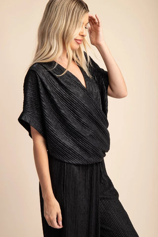 Metallic Black Dolman Top