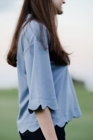 Blue Skylark Scallop Top