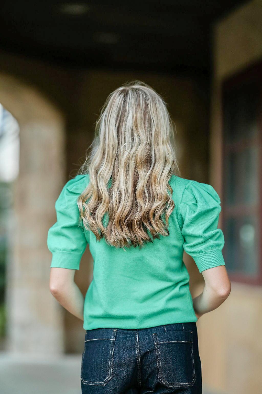 The Green Polished Puff Top
