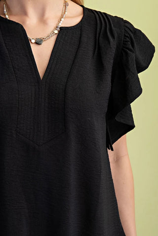 Black Whisper Ruffle Blouse