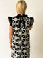 Black Embroidered Ribbon Tie Dress