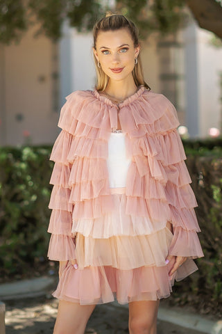 TIERED TULLE CARDIGAN