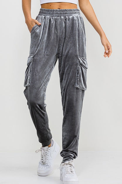 Grey Velvet Joggers