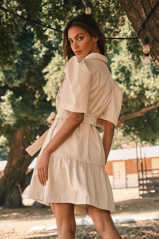 Faux Leather Tiered Dress