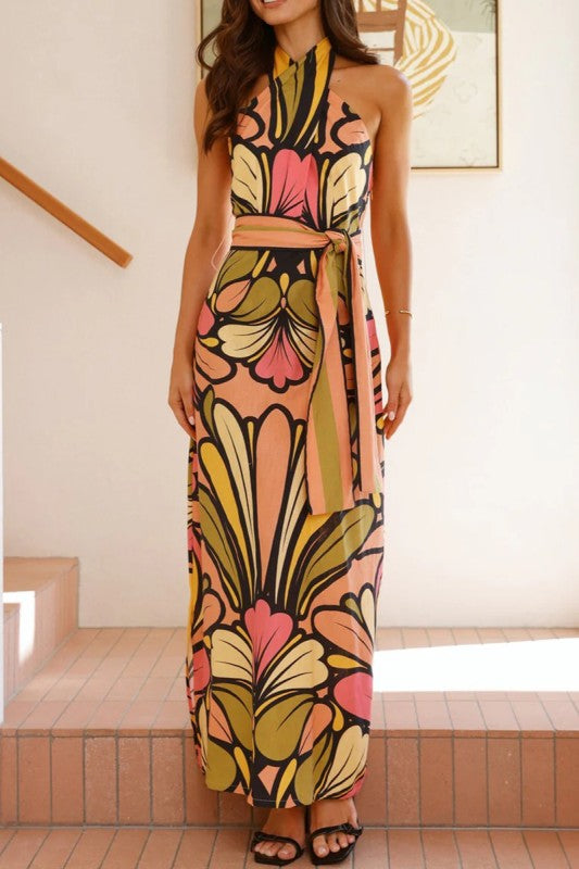 Retro Bloom Halter Maxi