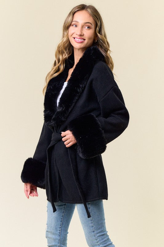 Faux Fur Trimmed Jacket