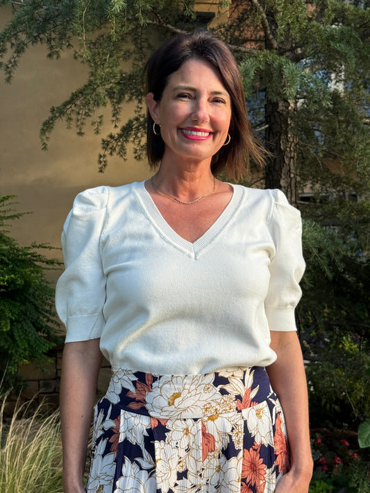 The Cream Polished Puff Top