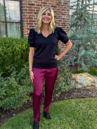 The Black Polished Puff Top