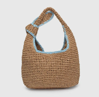 Blue Raffia Bucket Bag