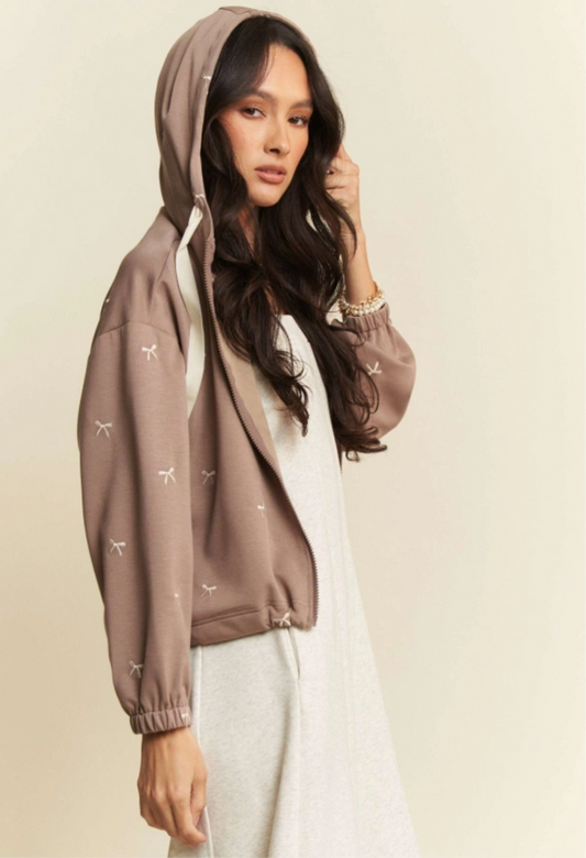 Brown Ribbon Charm Hoodie