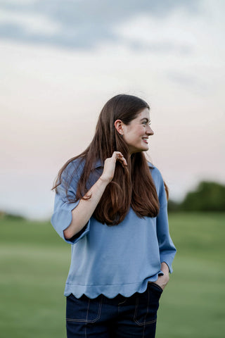 Blue Skylark Scallop Top