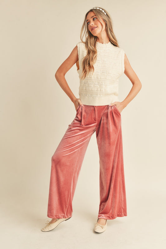 Wide Leg Velvet Pants