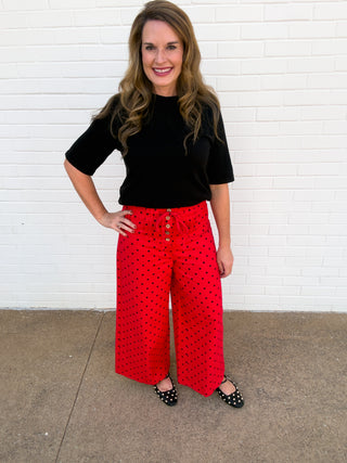 Spot On Wide Leg Pants — Red