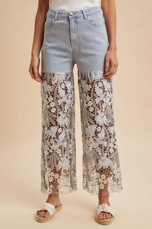 Coastal Lace Flare Denim Jeans