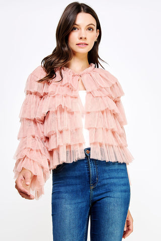 TIERED TULLE CARDIGAN